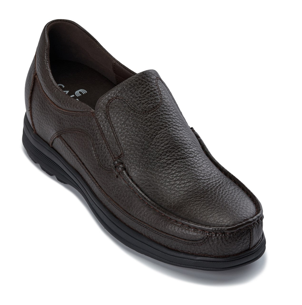 CALTO - G1823 - 3 Inches Taller (Brown) - Lightweight Slip-On Loafer Dress Shoes