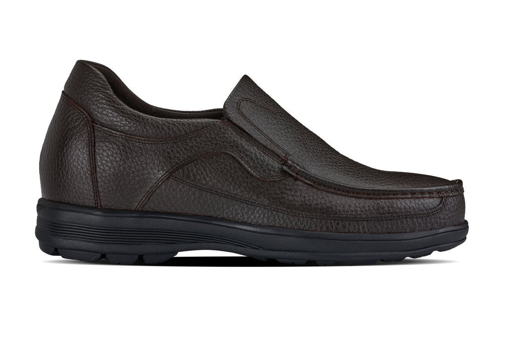CALTO - G1823 - 3 Inches Taller (Brown) - Lightweight Slip-On Loafer Dress Shoes
