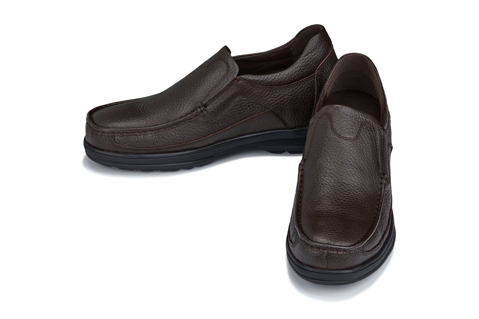 CALTO - G1823 - 3 Inches Taller (Brown) - Lightweight Slip-On Loafer Dress Shoes