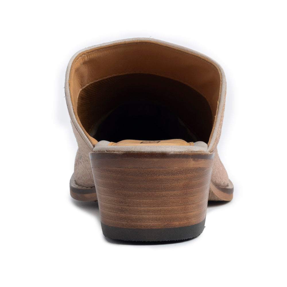 Myra El Paso Ivory Embroidered Mules for Women Pointed Toe, Low Block Heel Western Leather Shoes