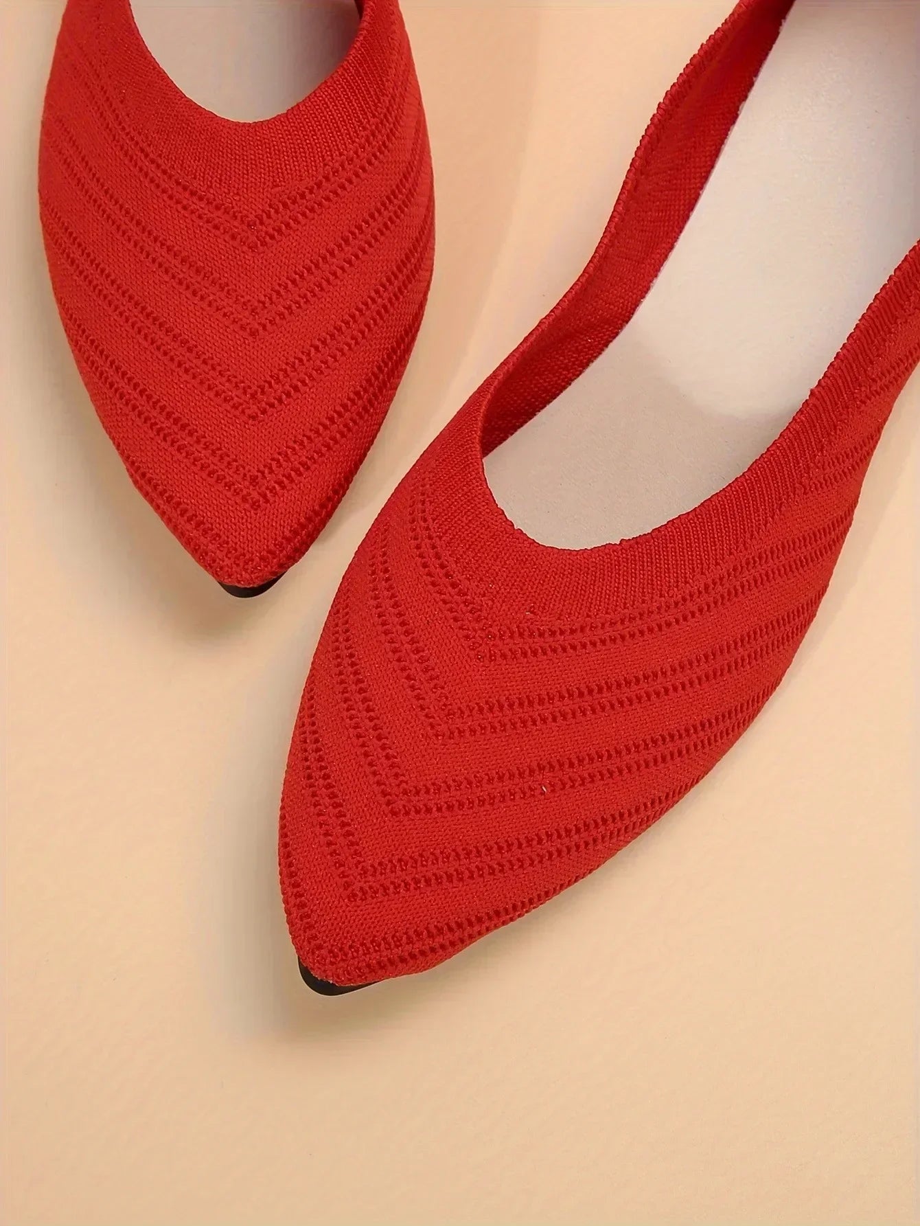 New 2024 Pointed Toe Flat Office Boat Solid Color Knitted Slip on Shoes Casual Ballet Flats Shoes Women Loafers Zapatos De Mujer
